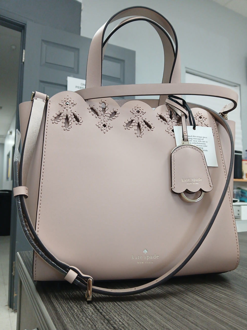 kate spade - New Mini Mina Blush Pink Leather Scallop-Trim Tote